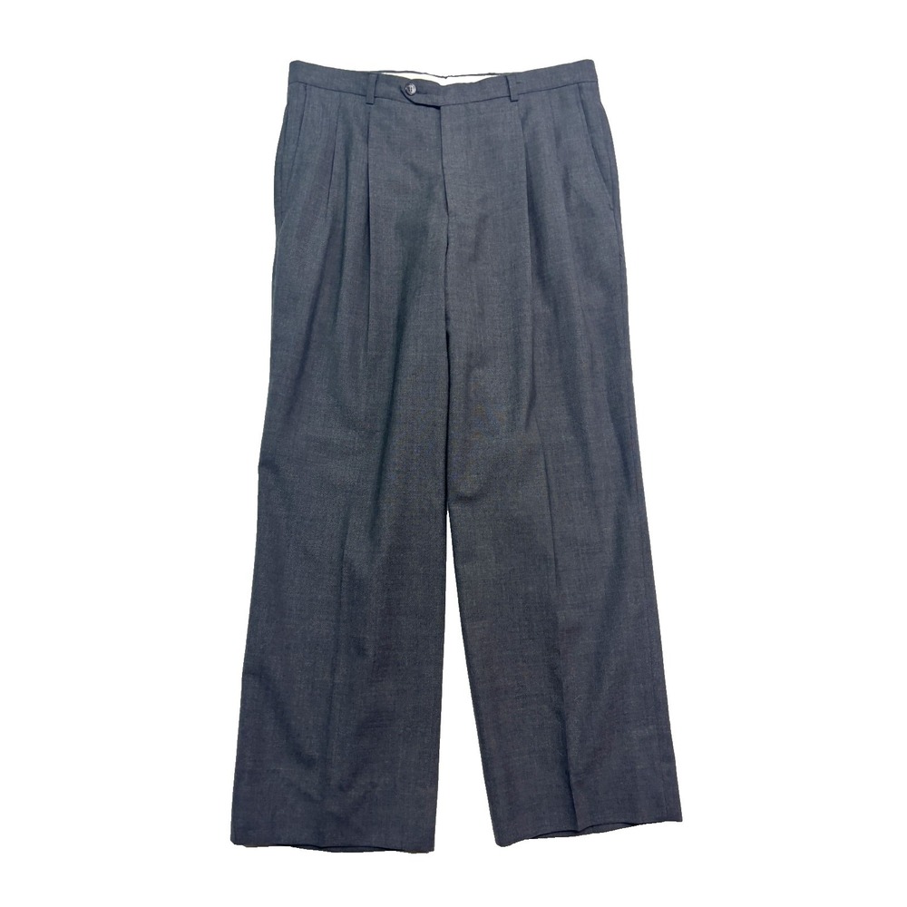 vtg 90s Pleated Trousers 34x29 Charcoal‎ Suit Pants Relaxed USA Wool Evan Picone
